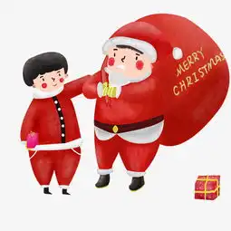 卡通手绘男孩和送礼物的圣诞老人图片素材其他格式下载动漫人物大全