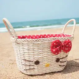 女包包日韩风范可爱杂志款猫咪蝴蝶结草编包堆糖,美图壁纸兴趣社区