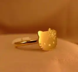 日本专柜正品周生生同款hellokitty猫凯蒂猫戒指24k玫瑰金