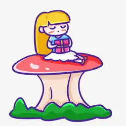 双十一天猫淘宝手绘卡通蘑菇女孩收礼物图片素材其他格式下载动漫人物大全