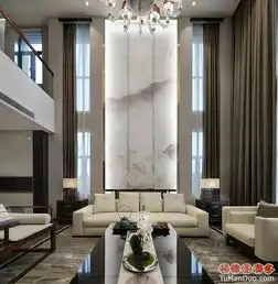 暖色系客厅实景图山水画意新中式力设计