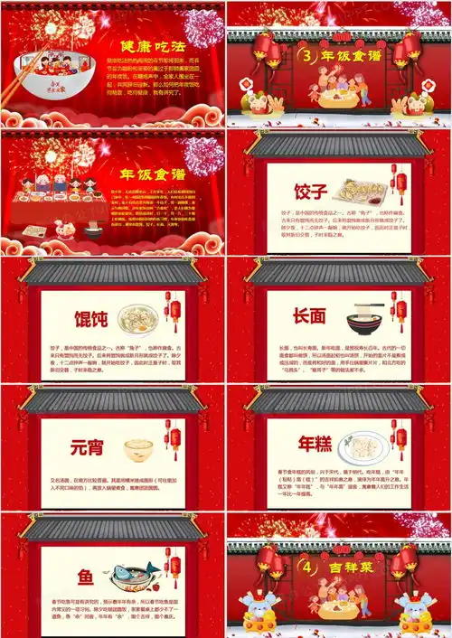 传统节日过年片头除夕年夜饭介绍主题班会ppt模板下载熊猫办公