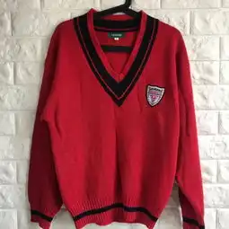 giordano佐丹奴宽松bf学院风v领毛衣学生红色针织衫潮