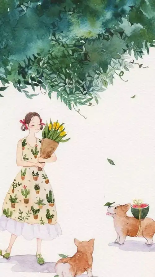 小清新治愈系的小女孩插画系列,干净而美好的画面