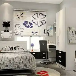 学习桌壁灯墙面装饰榻榻米床卧室窗帘现代风格别墅女生卧室背景墙效果图现代风格休闲椅图片