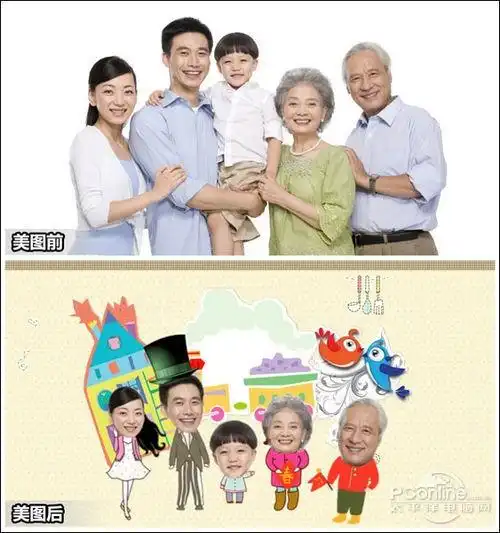 头像转卡通美图秀秀全家