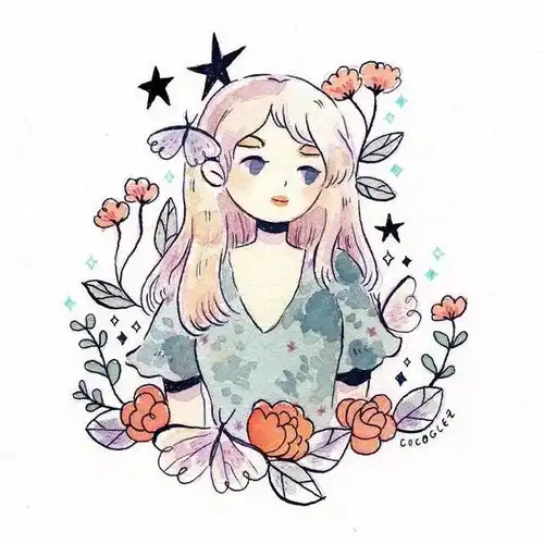 可爱风少女插画甜甜的女生心事很有意境