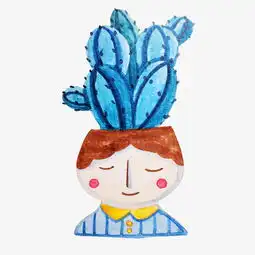 蓝色男孩头上的花盆手绘插画图片素材其他格式下载动漫人物大全