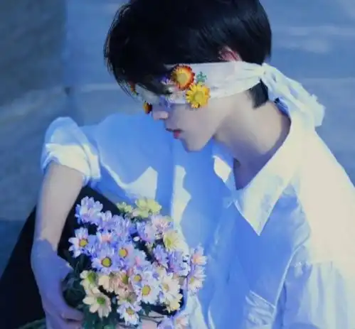 ins蓝色系干净男头