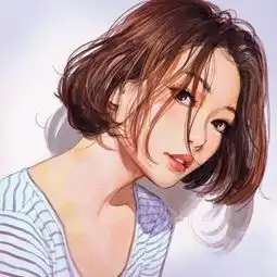 短发女生头像卡通深夜
