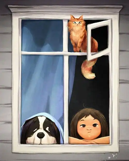 华裔美女艺术家画下宠物与人的日常,狂吸粉25万,狠狠地被治愈了