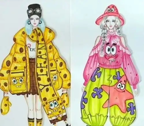 服装设计师用卡通人物设计服装,看到派大星少女心爆棚呀