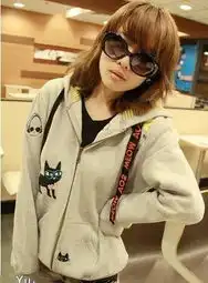 47a32韩国杂志款猫咪刷毛外套