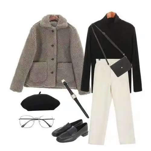 一件羊羔绒外套9种搭配法则,时髦百搭又显瘦,一周穿搭不重样