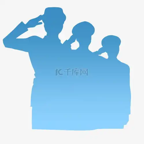 军人敬礼蓝色剪影素材图片免费下载千库网