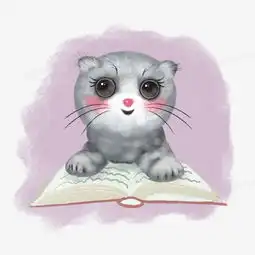 看书的小灰猫卡通元素png图片素材免费下载psd格式熊猫办公