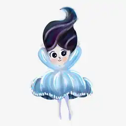 夏季蓝色白色裙子长发女孩手绘插画psd图片素材其他格式下载动漫人物大全