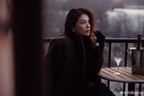 组图刘涛太阳落山氛围感随拍一身黑色侧颜精致自信又优雅