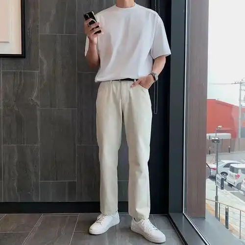 男生白色t恤搭配什么裤子更好看试试这3套穿搭,简约帅气