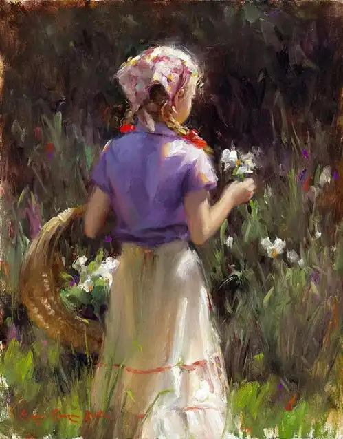 他的作品经常融入历史和神话的元素,画中的女子更是迷人