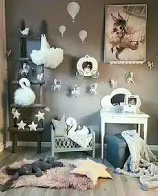 蓝灰色系儿童房