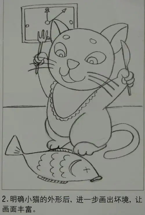 简单易学儿童创意卡通画动物篇馋嘴的猫咪