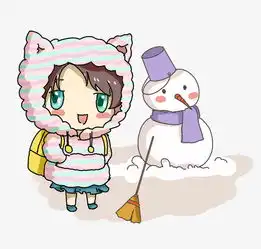 小女孩和雪人卡通手绘插画图片素材其他格式下载动漫人物大全