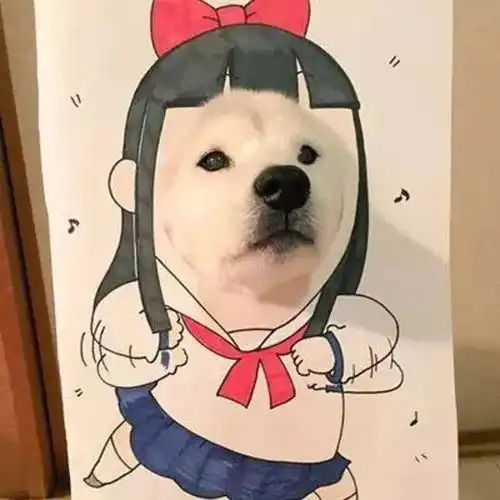 卡通女孩牵狗情侣头像一