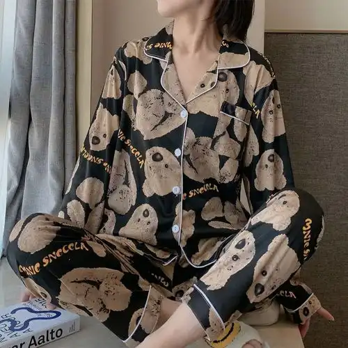 牛奶丝韩版宽松ins风甜美可爱卡通长袖家居服