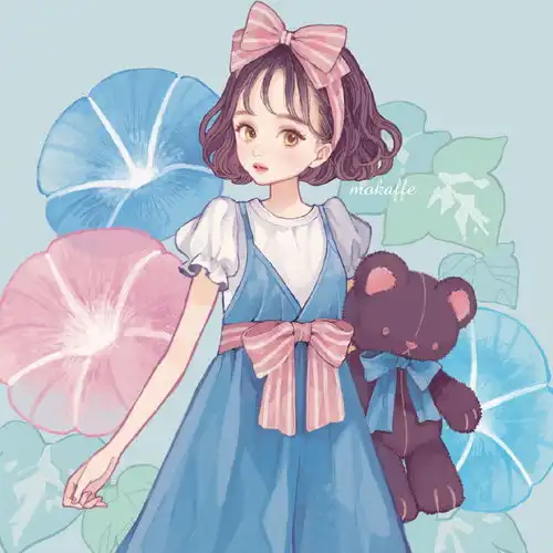 纤细华丽的少女插画,甜美中混搭着颓废的长相,画风突出