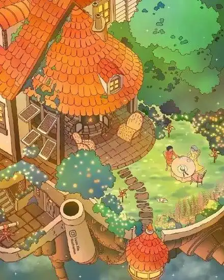 插画壁纸宫崎骏治愈系动漫场景插画作品可做壁纸哦