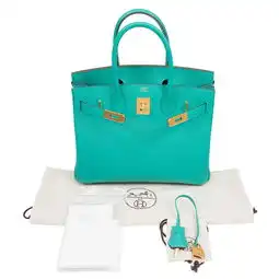 全新hermes爱马仕birkin30u1绿色epsom金扣名人站vipstation优惠发售