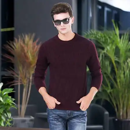 汤河之家新品男式加厚毛衣舒适简约男士针织t恤潮流男装