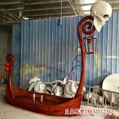 玻璃钢船夫雕塑贵州玻璃钢船雕塑价格灵鑫雕塑