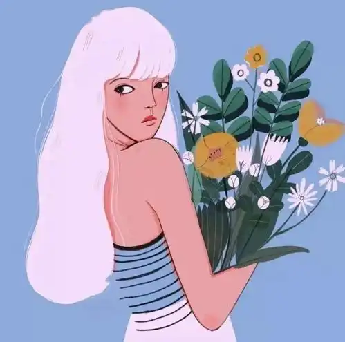 插画女生头像