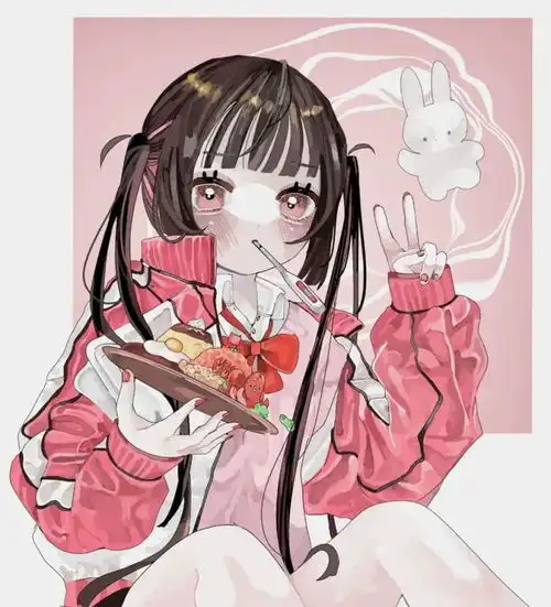 粉色系糖果一样二次元甜蜜动漫少女画风敲可爱的