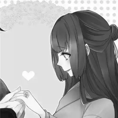 古风动漫情头黑白漫画一对