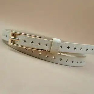 百搭镂空头层混合猪皮细腰带女皮带