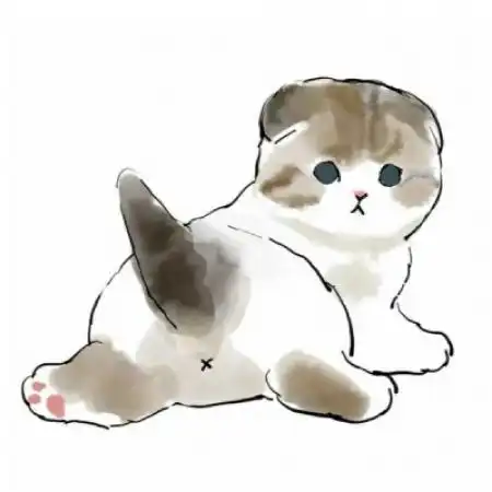 手绘小猫可爱微信头像,小猫抱着水果美食的