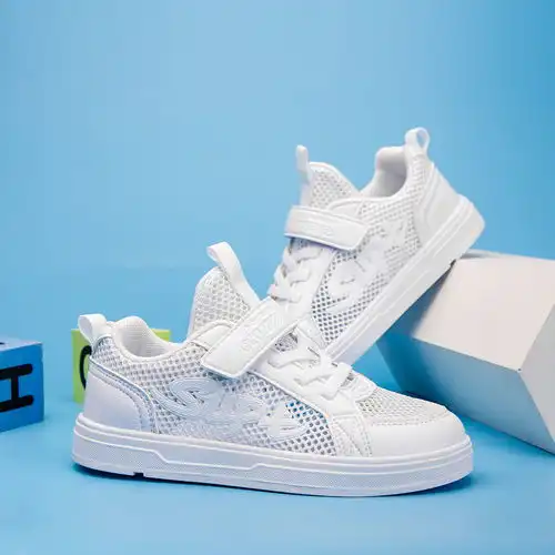 晋江男童白色运动板鞋2020春秋新款女童网面透气中大童小学生白鞋,一品好特惠