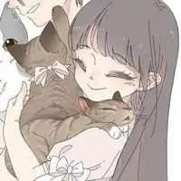 女生头像猫咪卡通少女与猫咪的女生头像