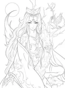 干货100张女生绘画线稿素材,二次元动漫古风美女