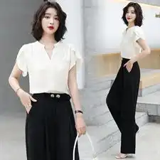 白色衬衫女荷叶短袖雪纺衫甜系2021夏季薄款新款蓝衬衣上衣