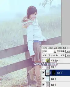 photoshop给田园美女加上淡雅的韩系淡蓝色