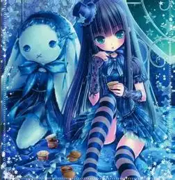 求几张蓝色系的动漫头像女生的多一点