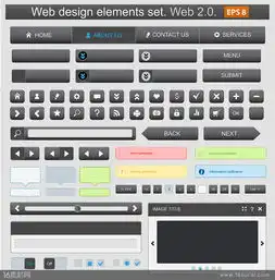 灰色按钮网页设计元素合集矢量素材二