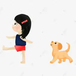 手绘卡通小女孩和狗素材图片免费下载千库网