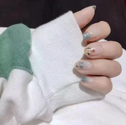 绿蓝系美甲款,氧气少女炼成记