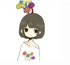 是一个动漫图片,一个短头发的女孩,头上长着蘑菇,背景是全白的哦