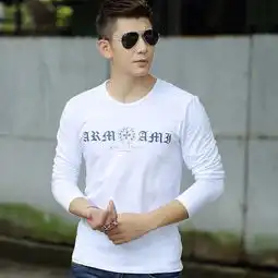 2016秋冬新款男士长袖t恤男韩版修身纯棉男装打底衫t恤上衣图片大全邮乐官方网站